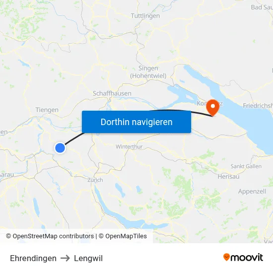 Ehrendingen to Lengwil map