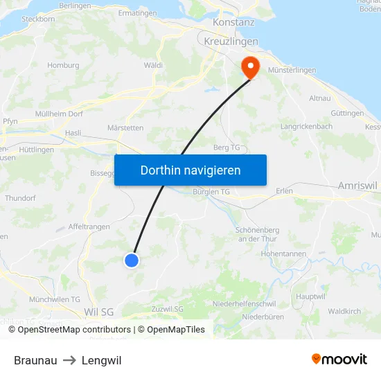 Braunau to Lengwil map