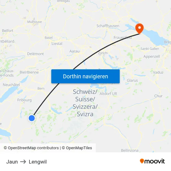 Jaun to Lengwil map