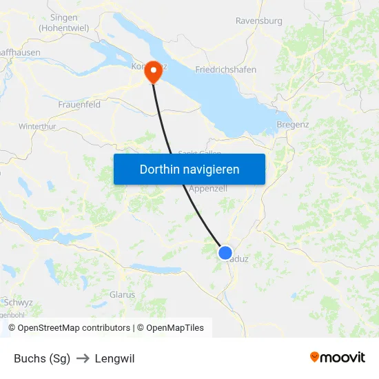 Buchs (Sg) to Lengwil map