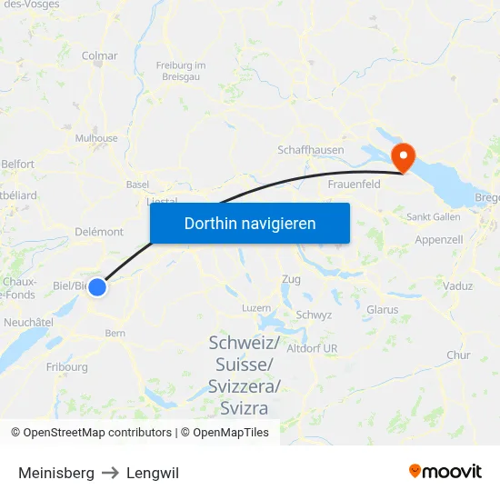 Meinisberg to Lengwil map