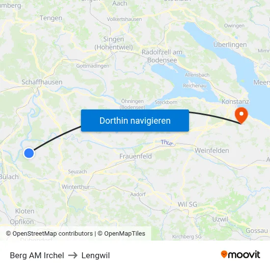 Berg AM Irchel to Lengwil map