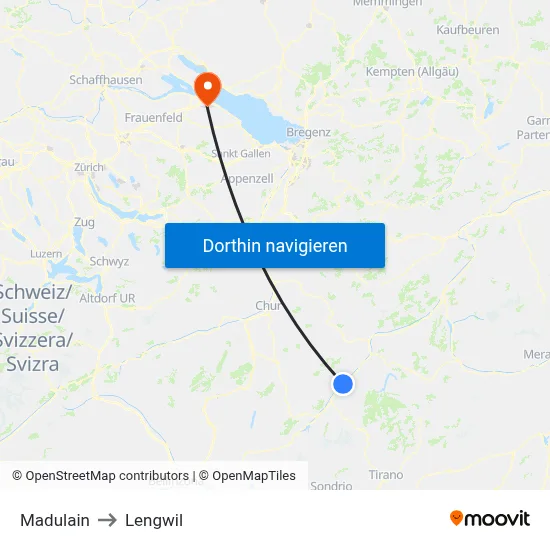 Madulain to Lengwil map