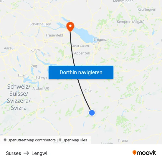 Surses to Lengwil map