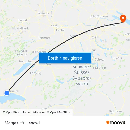 Morges to Lengwil map