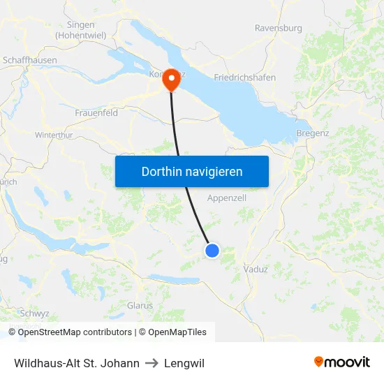 Wildhaus-Alt St. Johann to Lengwil map