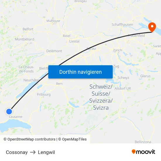 Cossonay to Lengwil map