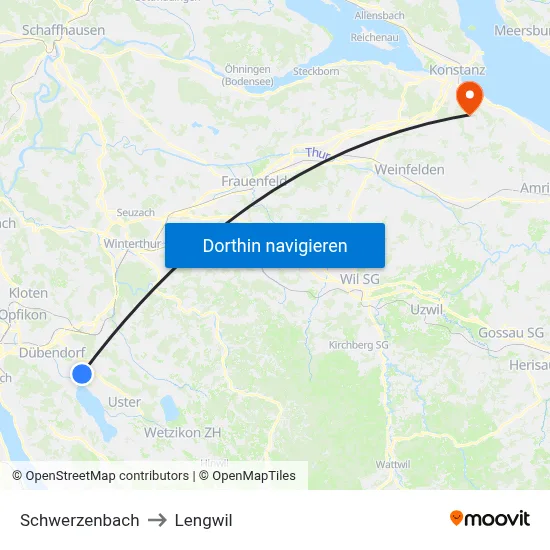 Schwerzenbach to Lengwil map