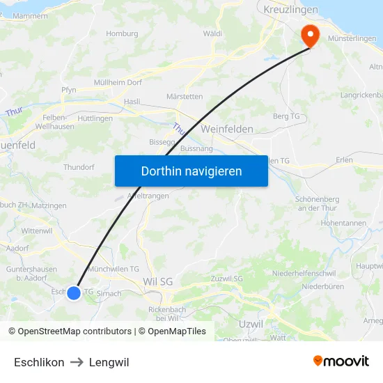 Eschlikon to Lengwil map