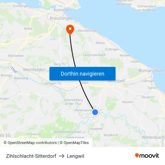 Zihlschlacht-Sitterdorf to Lengwil map