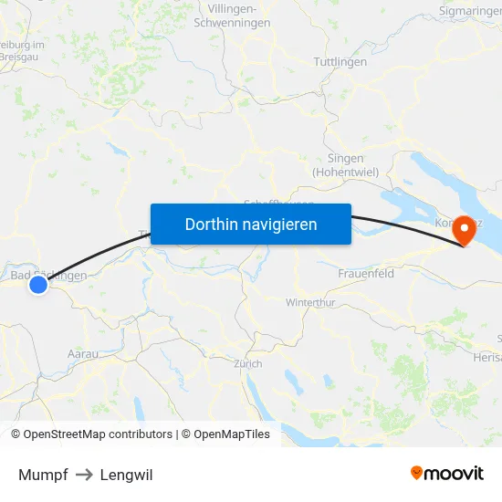 Mumpf to Lengwil map