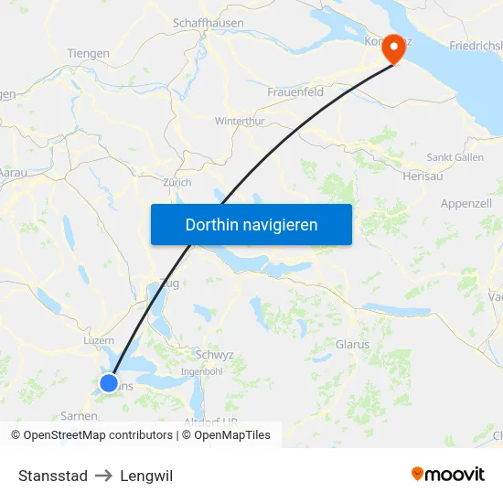 Stansstad to Lengwil map