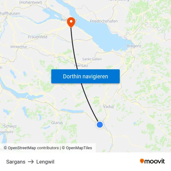 Sargans to Lengwil map