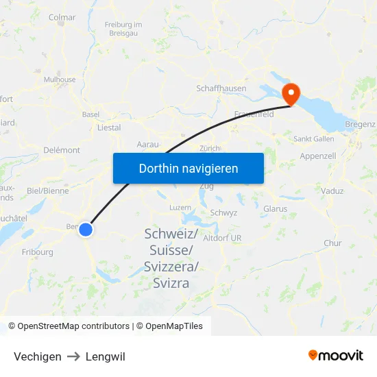 Vechigen to Lengwil map