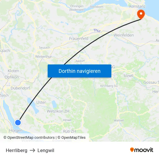 Herrliberg to Lengwil map