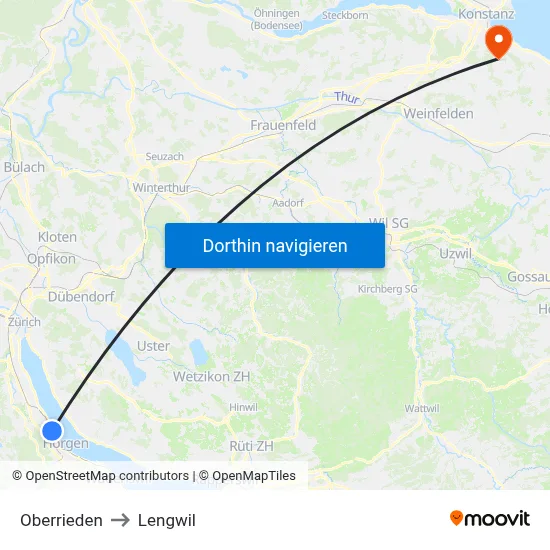 Oberrieden to Lengwil map