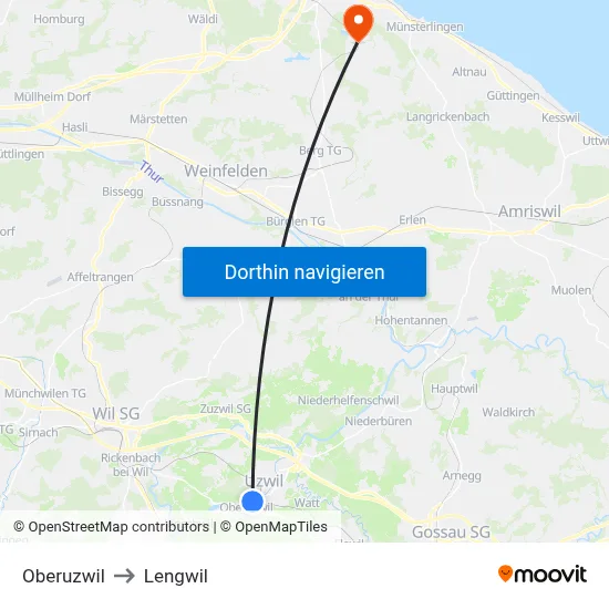 Oberuzwil to Lengwil map
