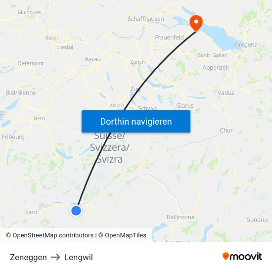 Zeneggen to Lengwil map