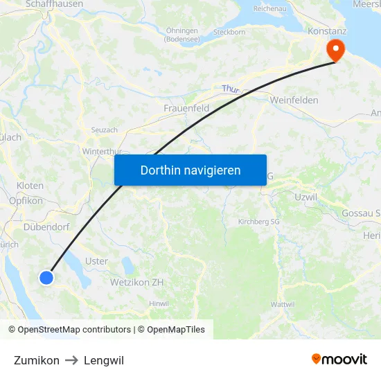 Zumikon to Lengwil map