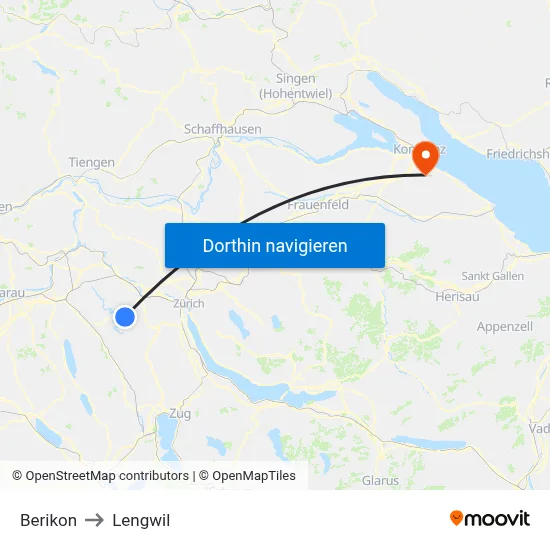 Berikon to Lengwil map