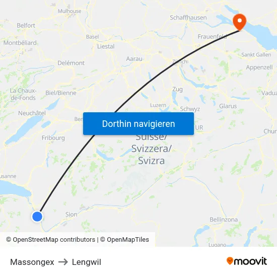 Massongex to Lengwil map