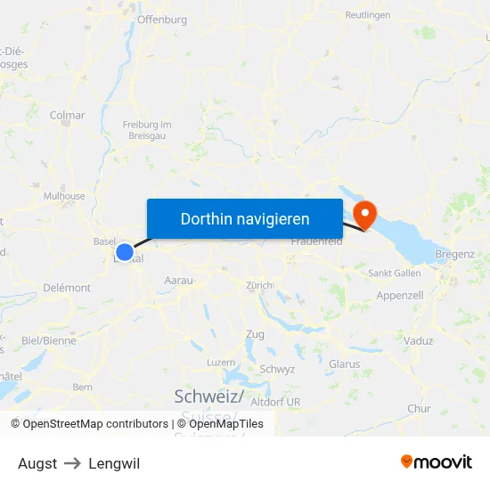Augst to Lengwil map