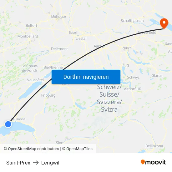 Saint-Prex to Lengwil map