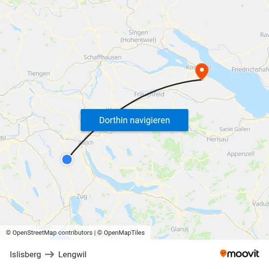 Islisberg to Lengwil map