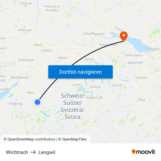 Wichtrach to Lengwil map