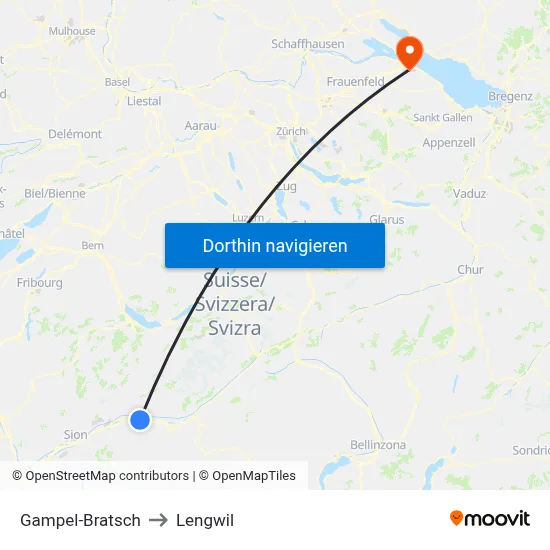 Gampel-Bratsch to Lengwil map