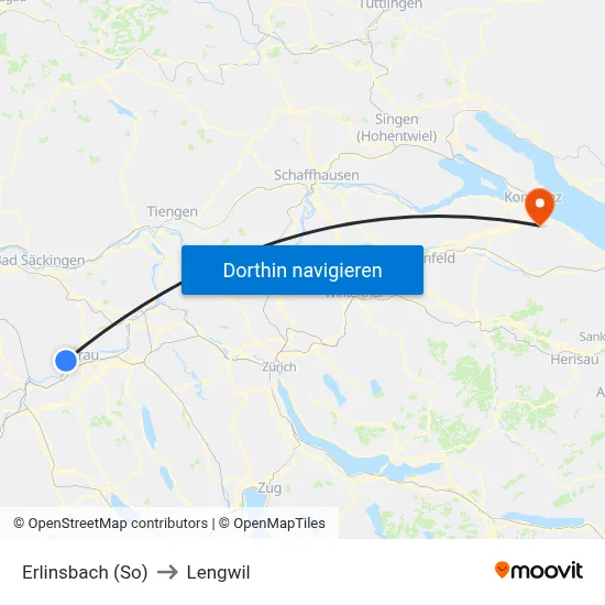 Erlinsbach (So) to Lengwil map