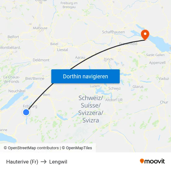 Hauterive (Fr) to Lengwil map