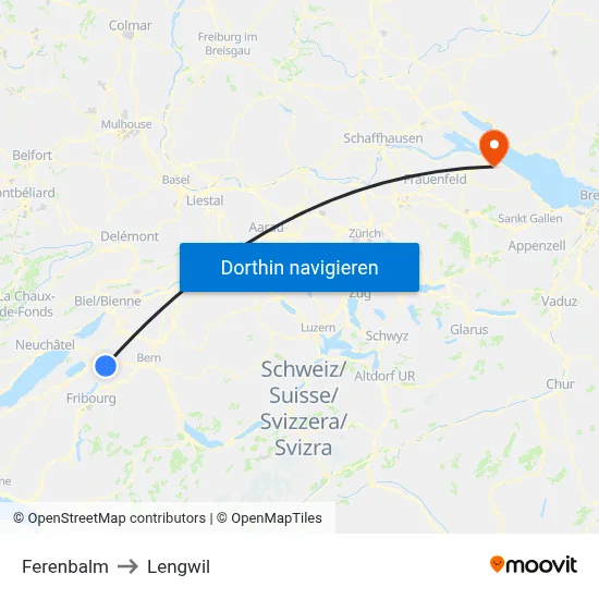 Ferenbalm to Lengwil map
