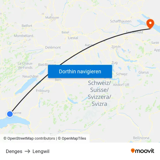 Denges to Lengwil map