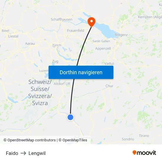 Faido to Lengwil map