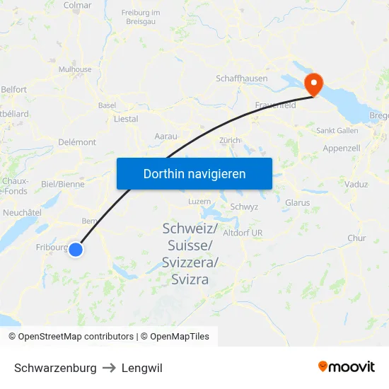 Schwarzenburg to Lengwil map