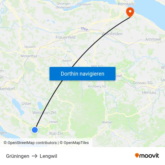 Grüningen to Lengwil map