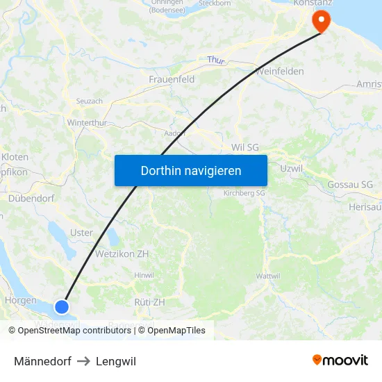 Männedorf to Lengwil map