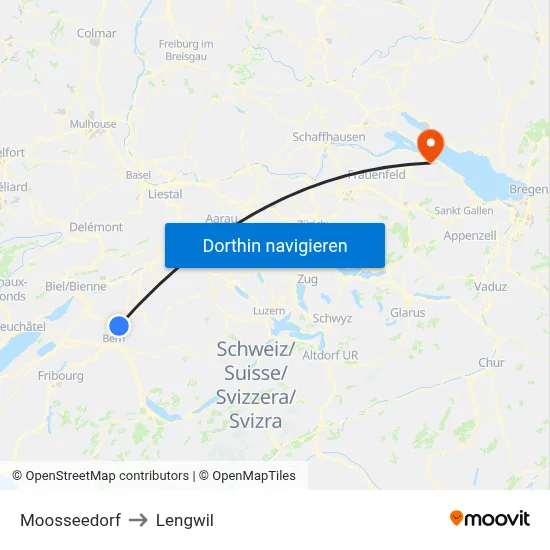 Moosseedorf to Lengwil map