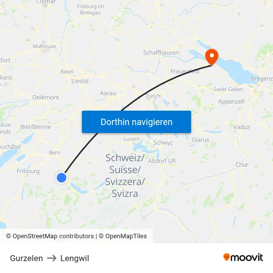 Gurzelen to Lengwil map