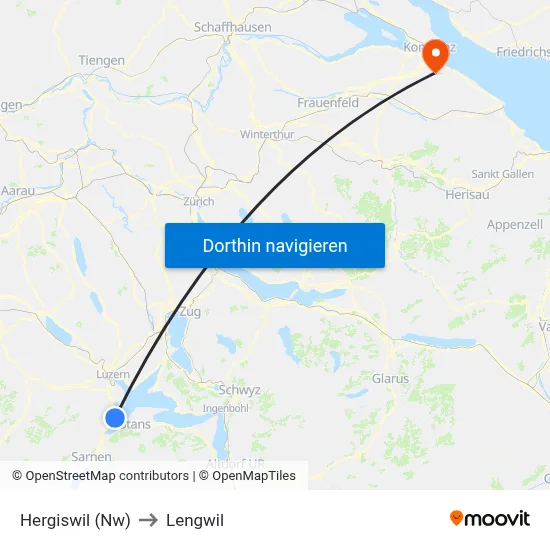 Hergiswil (Nw) to Lengwil map