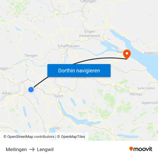 Mellingen to Lengwil map