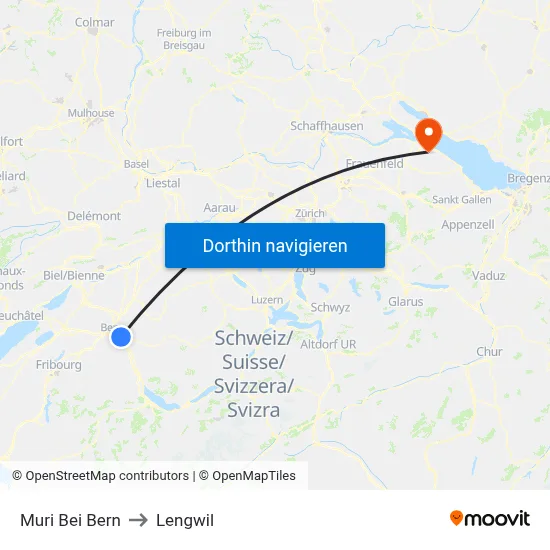 Muri Bei Bern to Lengwil map
