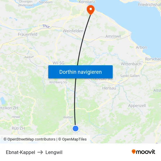 Ebnat-Kappel to Lengwil map
