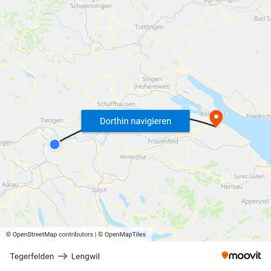 Tegerfelden to Lengwil map