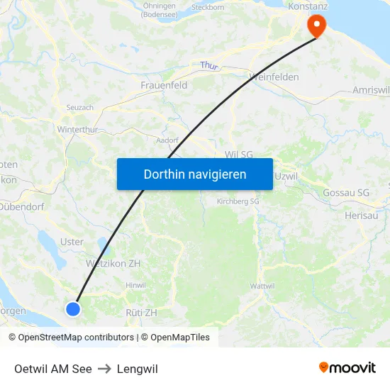 Oetwil AM See to Lengwil map