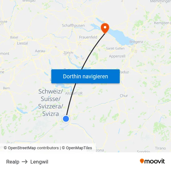 Realp to Lengwil map