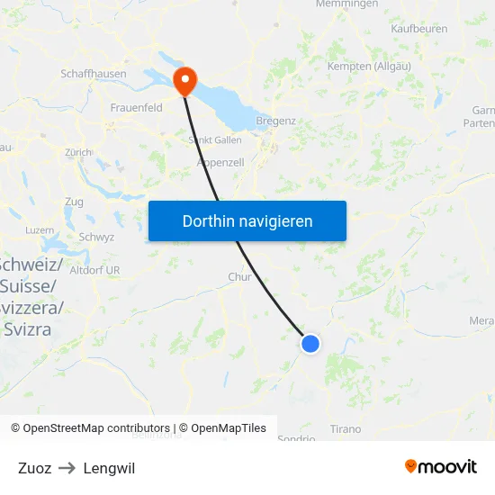 Zuoz to Lengwil map
