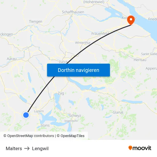 Malters to Lengwil map