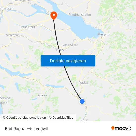 Bad Ragaz to Lengwil map